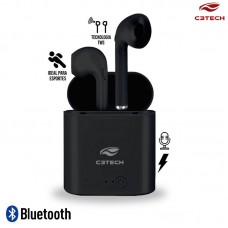 Fone de Ouvido Bluetooth 5.0 Intra Auricular TWS Base Carregadora com Microfone EP-TWS-20BK C3 Tech - Preto